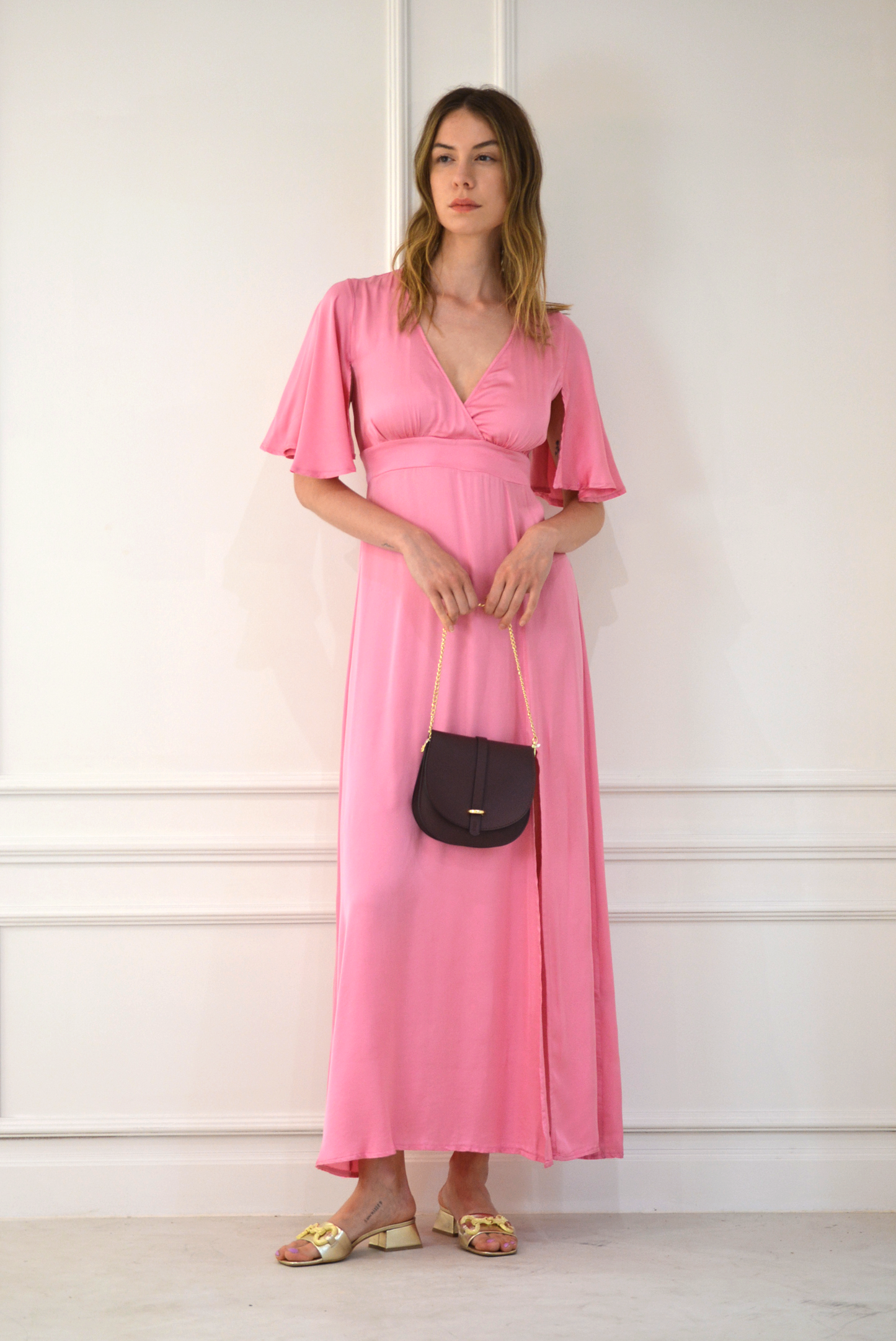 Pink szatén ruha